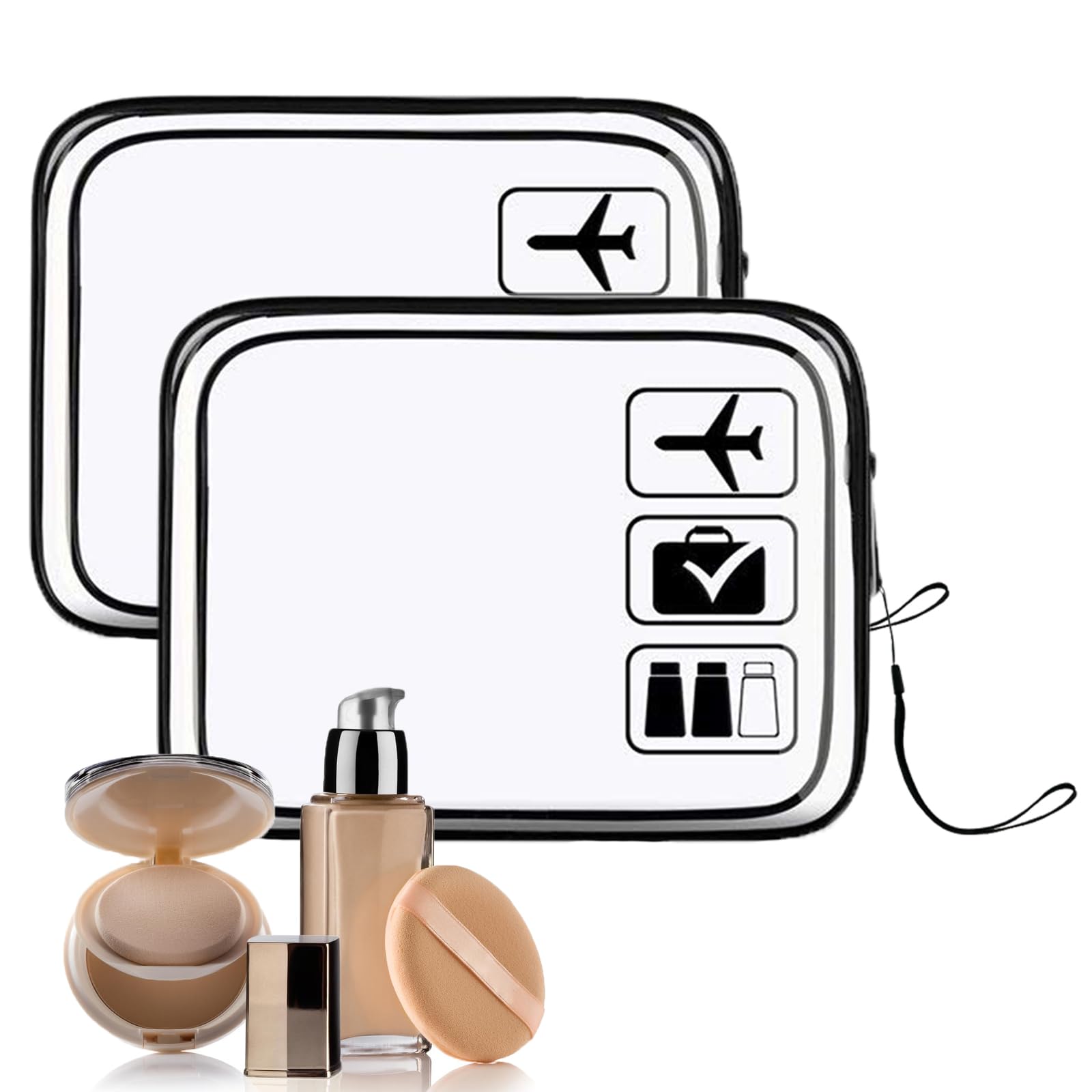 SenshuomyClear Toiletry Bag, 2 Pack TSA Approved Travel Toiletry Bag Carry on Travel Accessories Bag Airport Airline Quart Size Bags Travel Makeup Cosmetic Bag for Women Men (2pcs)