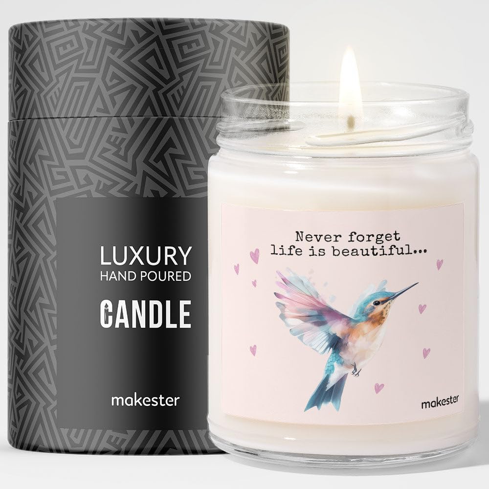 Hummingbird Gifts - Luxury Soy Wax Candle - Vanilla, Jasmine, Sugared Almond - Makester