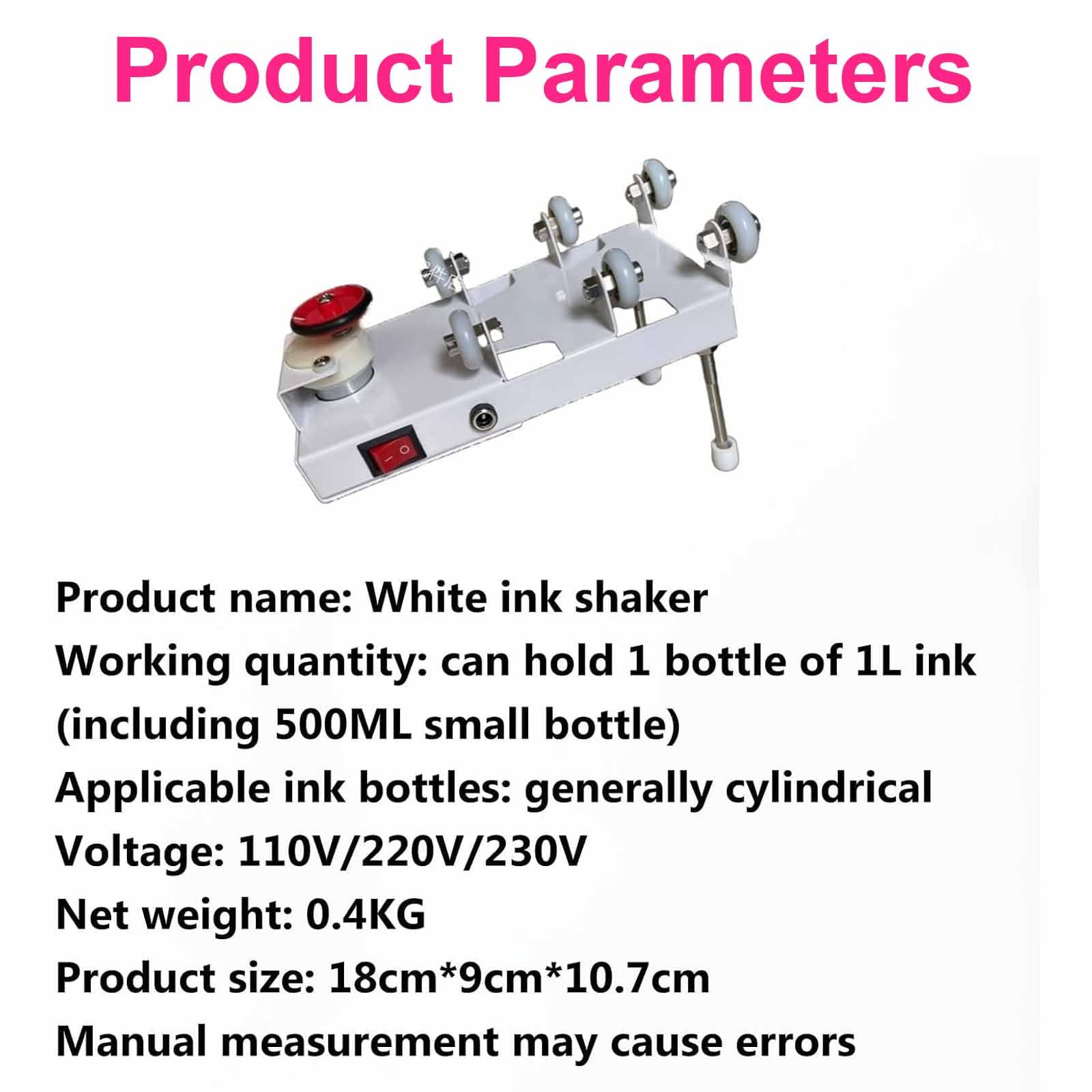 Agitador Eléctrico De Tinta, Agitador De Pintura De Tinta Blanca, Compatible con Botellas De Tinta Cilíndricas De 1 L/500 Ml, Flujo De Tinta Uniforme, para Tintas Y Pigmentos DTF