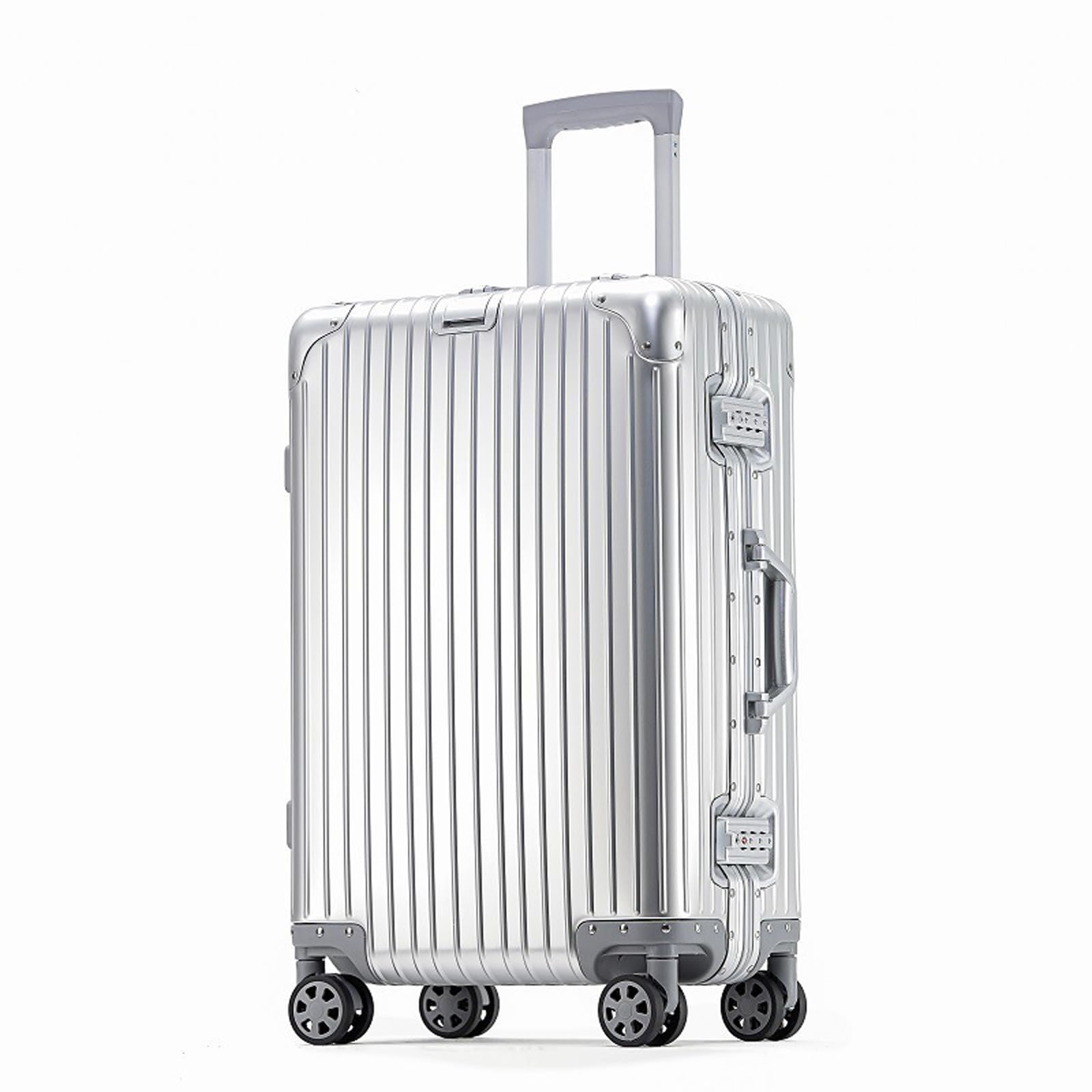 Giiyoew Silver Aluminium Suitcase 20 Inch Cabin Suitcase Zipperless Aluminum Luggage With Tsa Password Lock,,29In