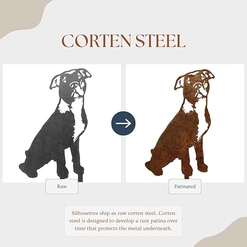 Miniatura 2 de Corten Steel American Pit Bull Terrier Dog Silhouette Yard Stake (Large)