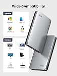 UGREEN USB C Hard Drive Enclosure, Tool-Free 2.5 Inch External SSD Enclosure USB 3.1 Gen 2 Type C to SATA HDD Case Designed for SATA III II I Up to 6TB, Support UASP, Aluminum Case Heatsink