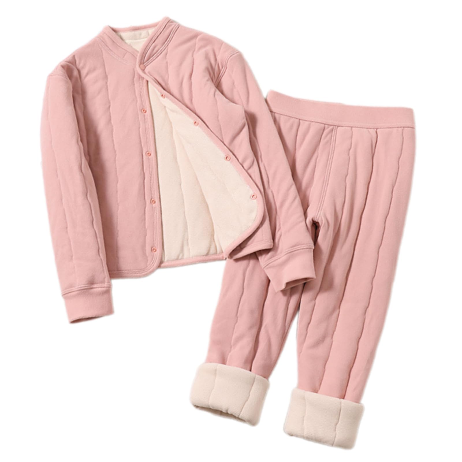 XAGMODSHN 2-teiliges Heimanzug Thermounterwäsche, 110CM, G 110CM | Heimanzug, Baumwollkleidung, Thermo Unterwäsche für Jungen und Mädchen, passende Nachtwäsche, Winter Pyjama,