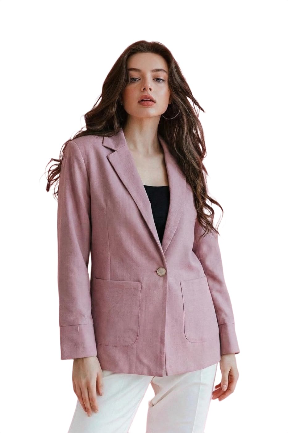 Women Tailored Fit Blazer | Lavender Formal Business Wear Jacket-image-1