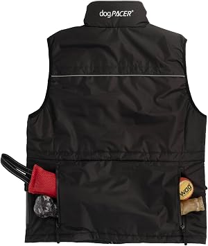 dogPACER Heated Vest for Dog Owners, Black, Professional Dog Training and Walking Apparel with Reflective Trim and Multiple Pockets (Large)