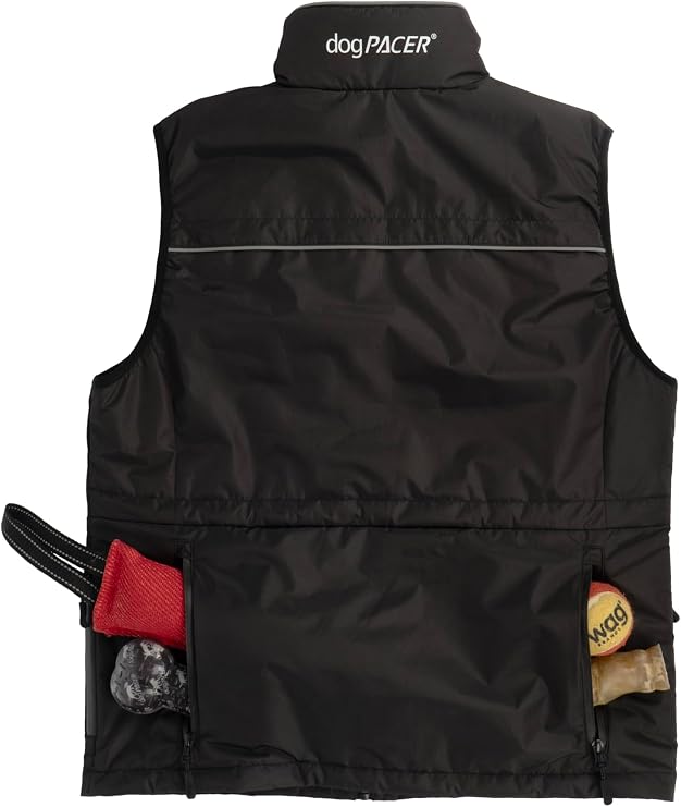 dogPACER Heated Vest for Dog Owners, Black, Professional Dog Training and Walking Apparel with Reflective Trim and Multiple Pockets (Large)