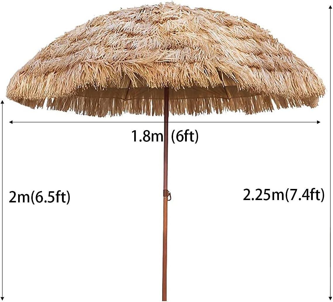 Outdoor Table Market Umbrella Umbrella Imitate ch 1.8m,Windproof Beach Umbrella,Hawaiian Style Patio Umbrella Outdoor Umbrella for Lawn Pool Backyard Garden Parasol Good