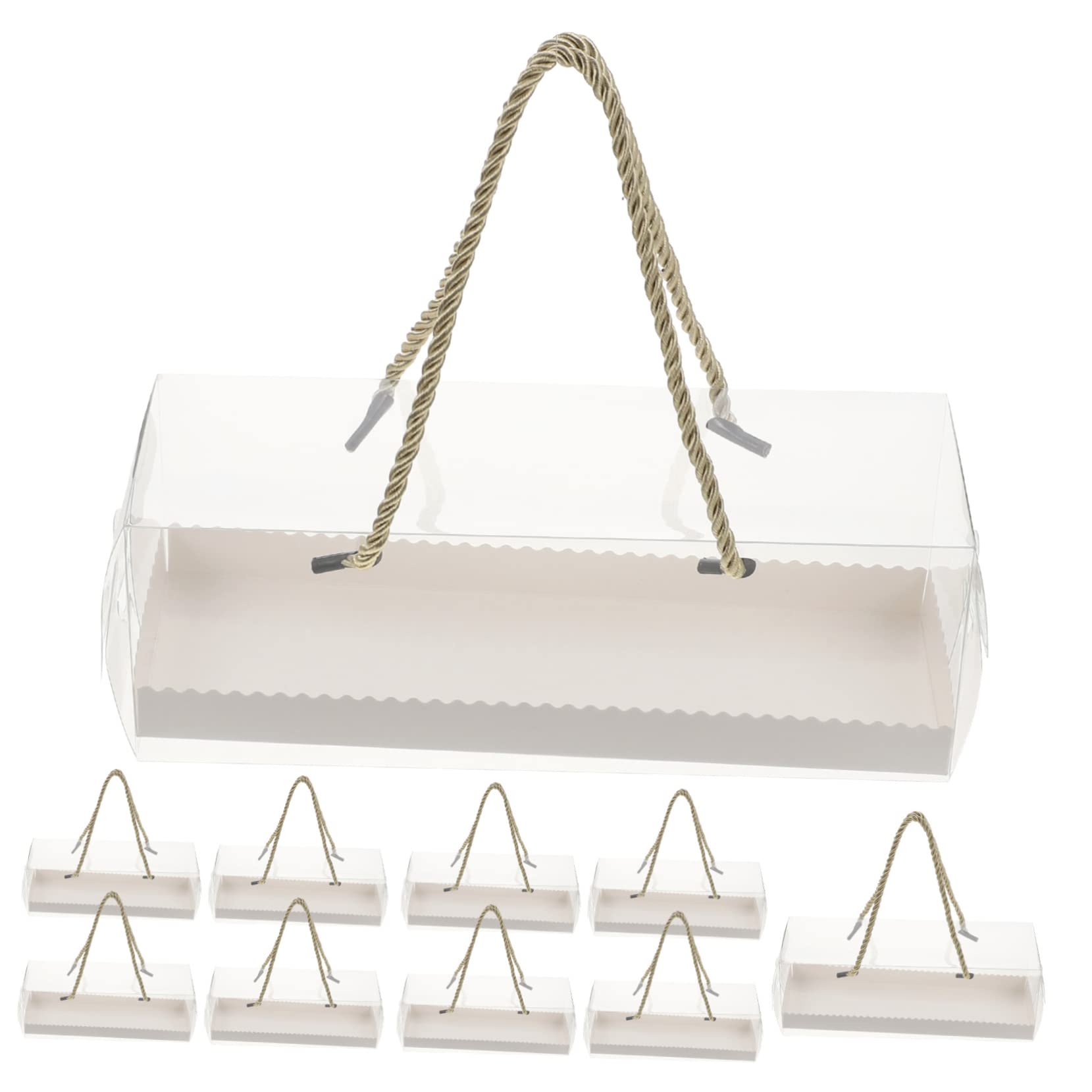 OUNONA 10Pcs Clear Cake Packing Box Handheld Dessert Carrier Individual Cupcake Boxes for Parties Lightweight and Easy to Clean for Outdoor Banquets and Birthdays