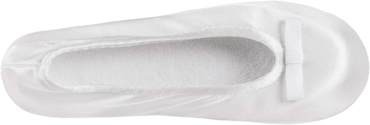 isotoner Women's Classic Stretch Satin Ballerina Slippers with Satin and Sequin Bow Tie - Image 2