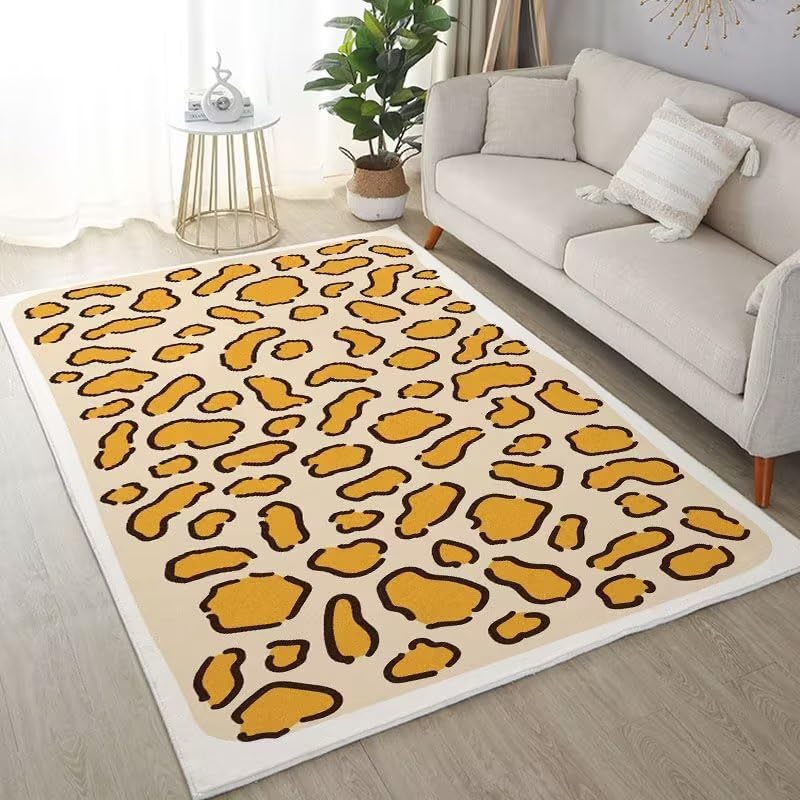 Tapis entrée intérieur 80x120cm polyester paillasson lavable antidérapant kaki orange salon