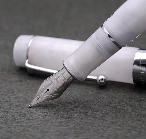 Miniatura 3 de JINHAO 100 - Pluma estilográfica con convertidor de tinta (punta media de 0.028 in, blanco nieve con clip plateado)