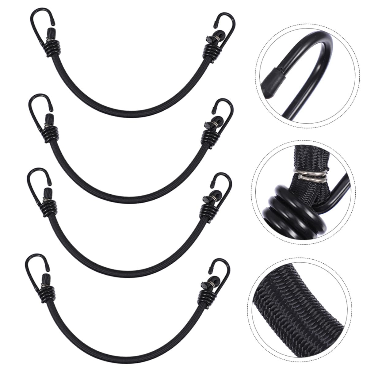 Didiseaon 4pezzi Cordine Elastica Gancio Corda Elastica Resiliente per Fissaggio di Tende e Legare Bagagli Leggero e Portatile Materiale di Poliestere