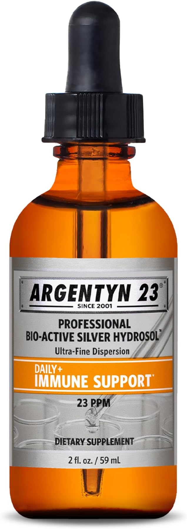 Argentyn 23 Professional Immune Support, Colloidal Silver, 2 fl oz (59 mL) | Bio-Active Silver Hydrosol, 23 ppm, Liquid Dropper
