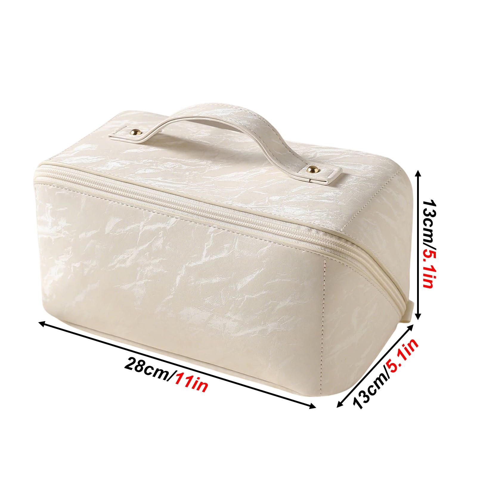 Impermeabile Beauty Case per Organizzare Oggetti, Borsa da Viaggio Appendibile con Manico, 7 Scomparti, Fessure per Rossetto, Tasche Interne Fisse Evitare Spostamenti(White)