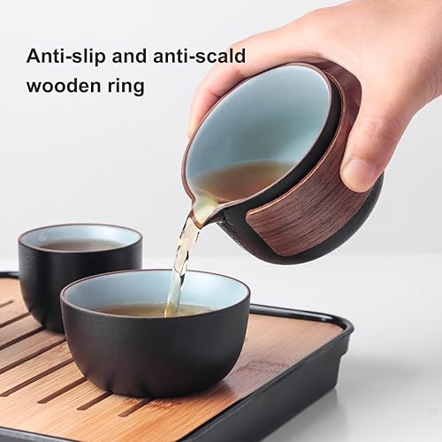 Miniatura 3 de Juego de mini tetera de cerámica de viaje, tetera china de kung fu, 1 olla 2 tazas de taza de té de porcelana con diseño de pingüino lindo con