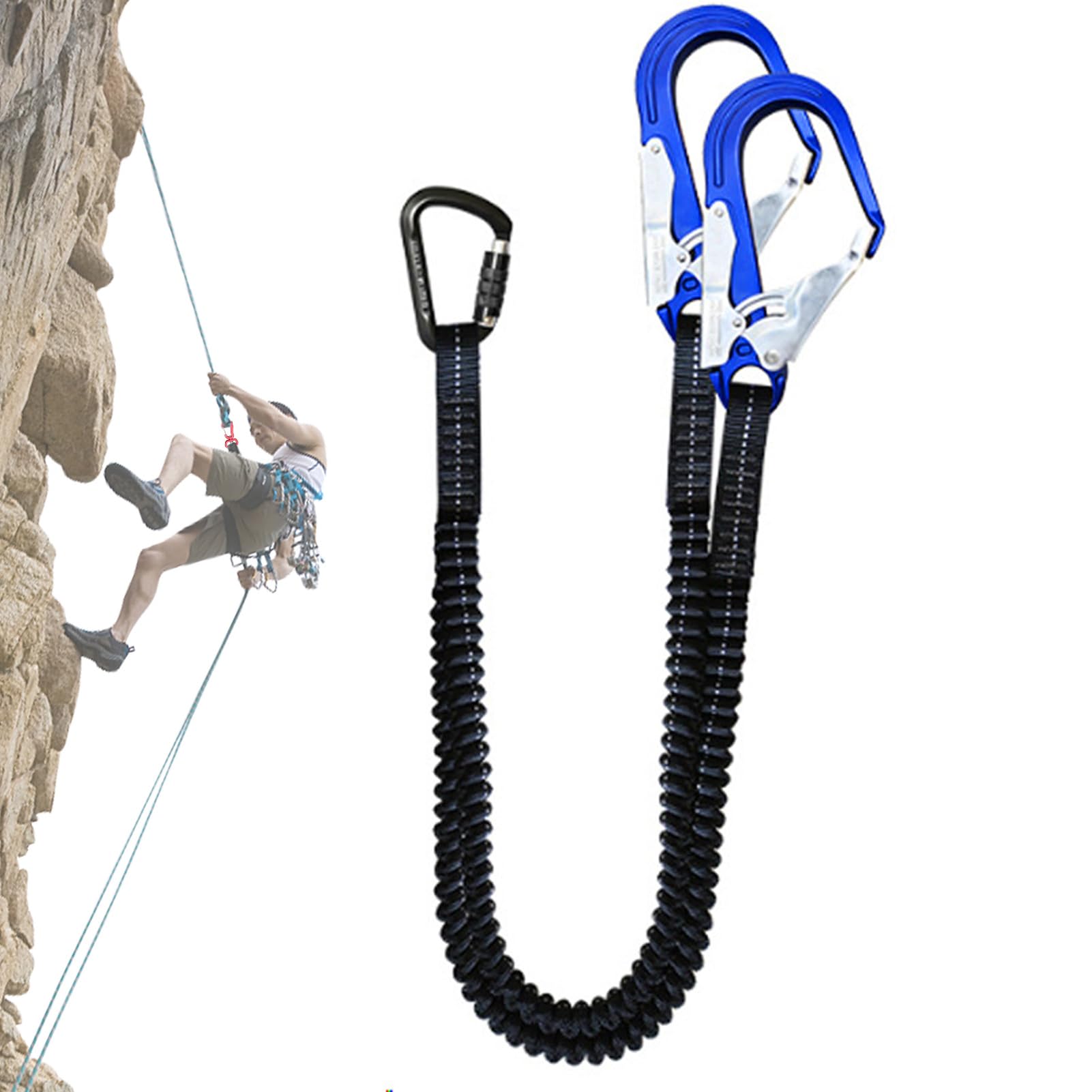 Generisch Cintura di sicurezza per lavori di costruzione, corda da pesca ammortizzante con gancio, guinzaglio retrattile per cinture di sicurezza, per cani, bambini, lavori di costruzione, arrampicata