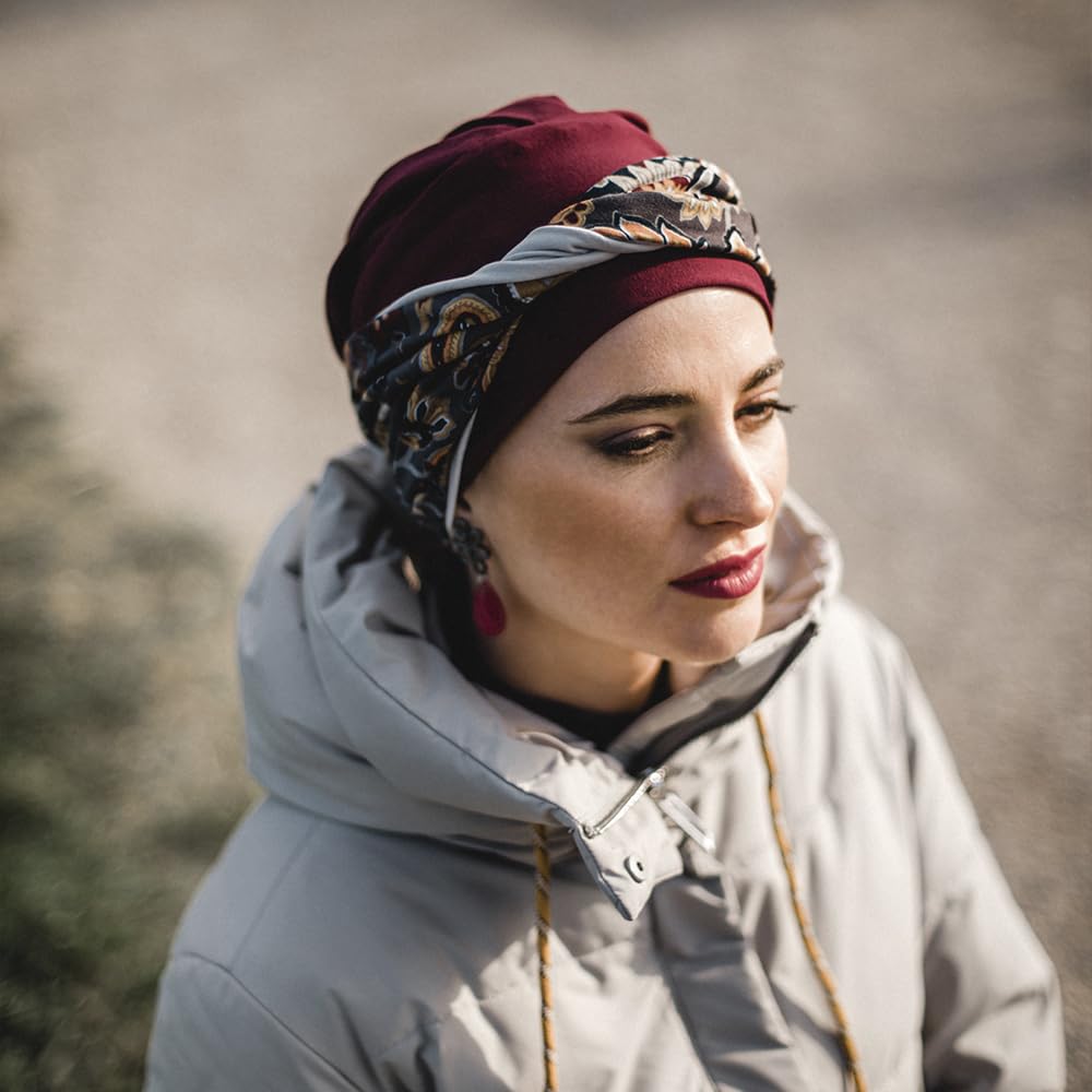 CAREBELL Turbante Oncológico para Quimioterapia/Proteccion para Alopecia/Suave, Cómodo y Transpirable/Ideal para pacientes con Pérdida de Cabello/Hecho a Mano en España.