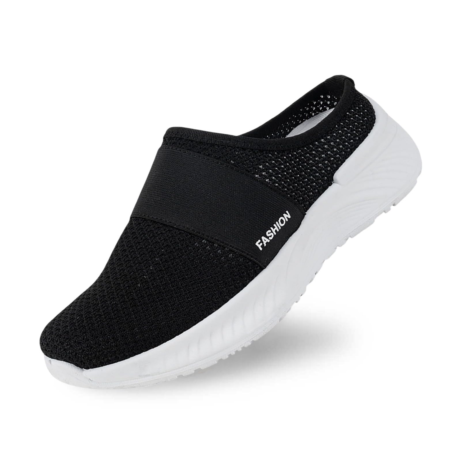 Mules et Sabots Femme en Mesh Respirante, Basket sans Lacet Femme Legere Talon Ouvert, Slip on à Enfiler, Sandales Bout Fermé Rond, Semelle Épaisse Orthopédique | Été, Extérieur, Quotidienne
