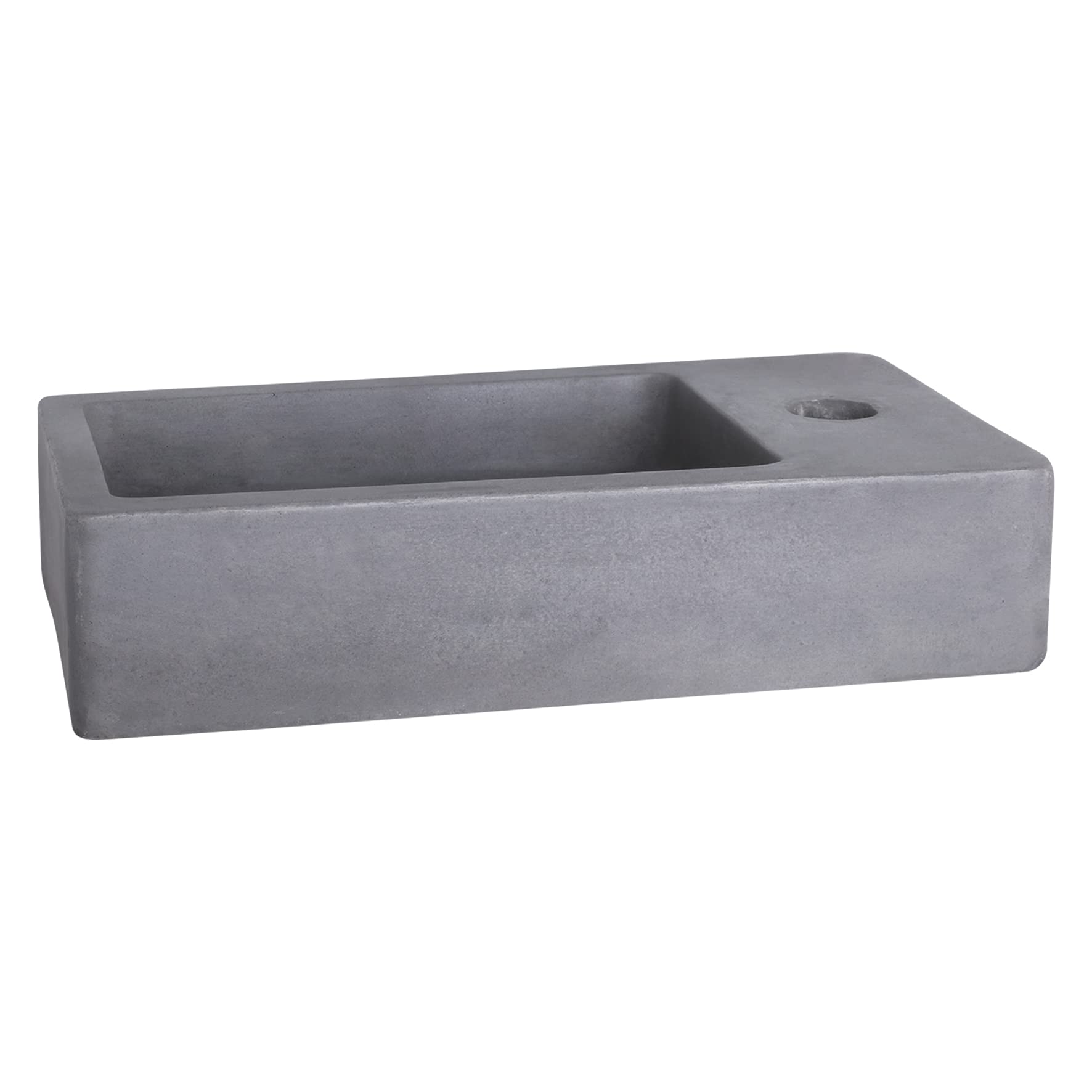 Differnz Force - Lavabo con portasciugamani in cemento grigio scuro, rubinetto curvo, oro opaco, set completo, 40 x 22 x 8 cm
