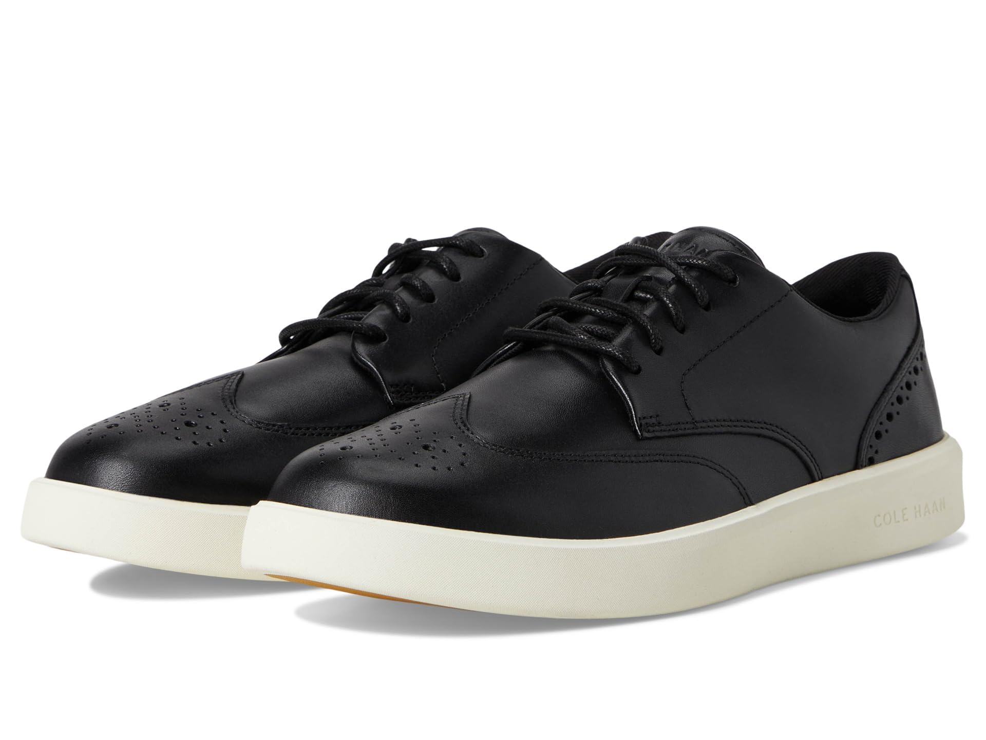 Cole Haan Men's Grand Crosscourt Daily Wingtip Sneakers, Black Ivory, 7.5 UK