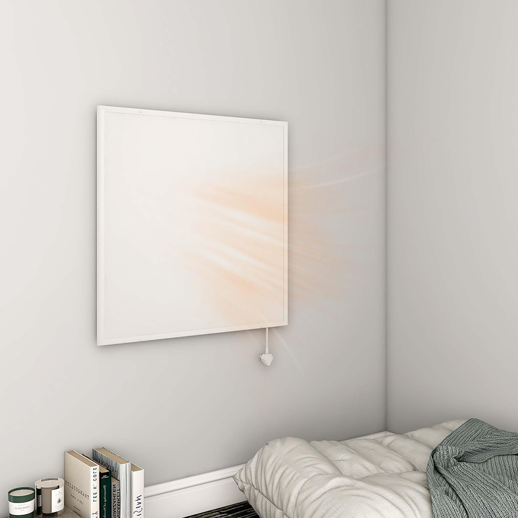 Wiltec Pannello radiante a infrarossi 350W 620x620x15 mm, Pannello elettrico per riscaldamento IR