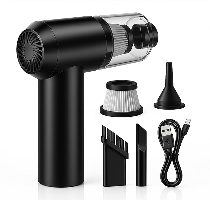 Vaanar Sena Rechargeable 3-in-1 Portable Mini Car Vacuum & Blower – Cordless Handheld Cleaner for Home and Vehicle, Compact Air Blower for Dust, Wet & Dry Cleaning