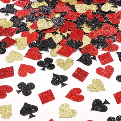 ZXTGBQ 200 Pièces Night Party Décoration Confettis, Décoration de Table D'Anniversaire, Thème Poker Découpes, Rouge et Noir