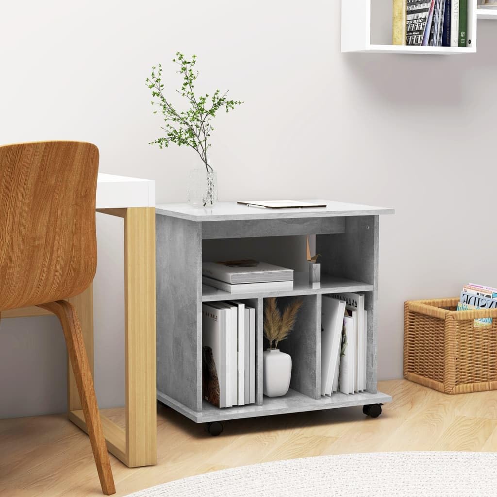 Armadio multiuso Armadio per corridoi Armadio da ingressoMobiletto con Rotelle Grigio Cemento 60x45x60 cm in Truciolato Adatto a soggiorno, ufficio