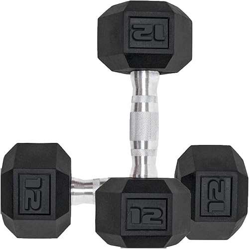 Juego de 2 mancuernas hexagonales con revestimiento de goma, juego de mancuernas con mango de metal para ejercicio y fitness