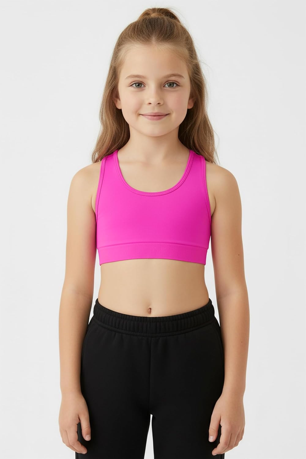 Kurve Girl’s Seamless Strappy Back Stretchy Crop Undershirt Bra, Made in USA - Image 6