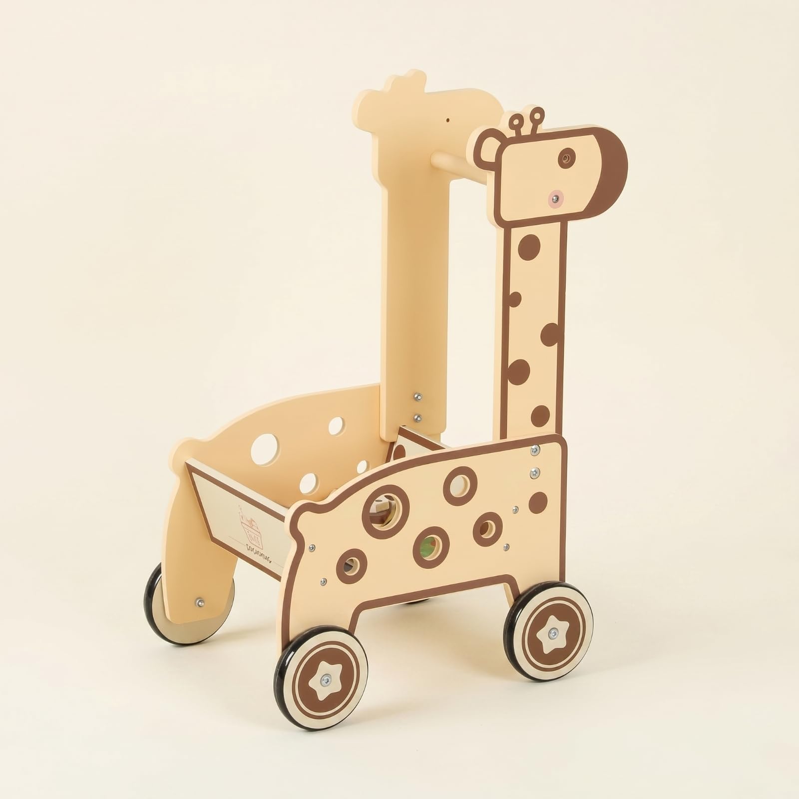 Giraffen-Schiebewagen Gleichgewichtstraining Holz-Lauflernwagen Feinmotorik Schiebewagen für Kleinkinder, Rollenspiel