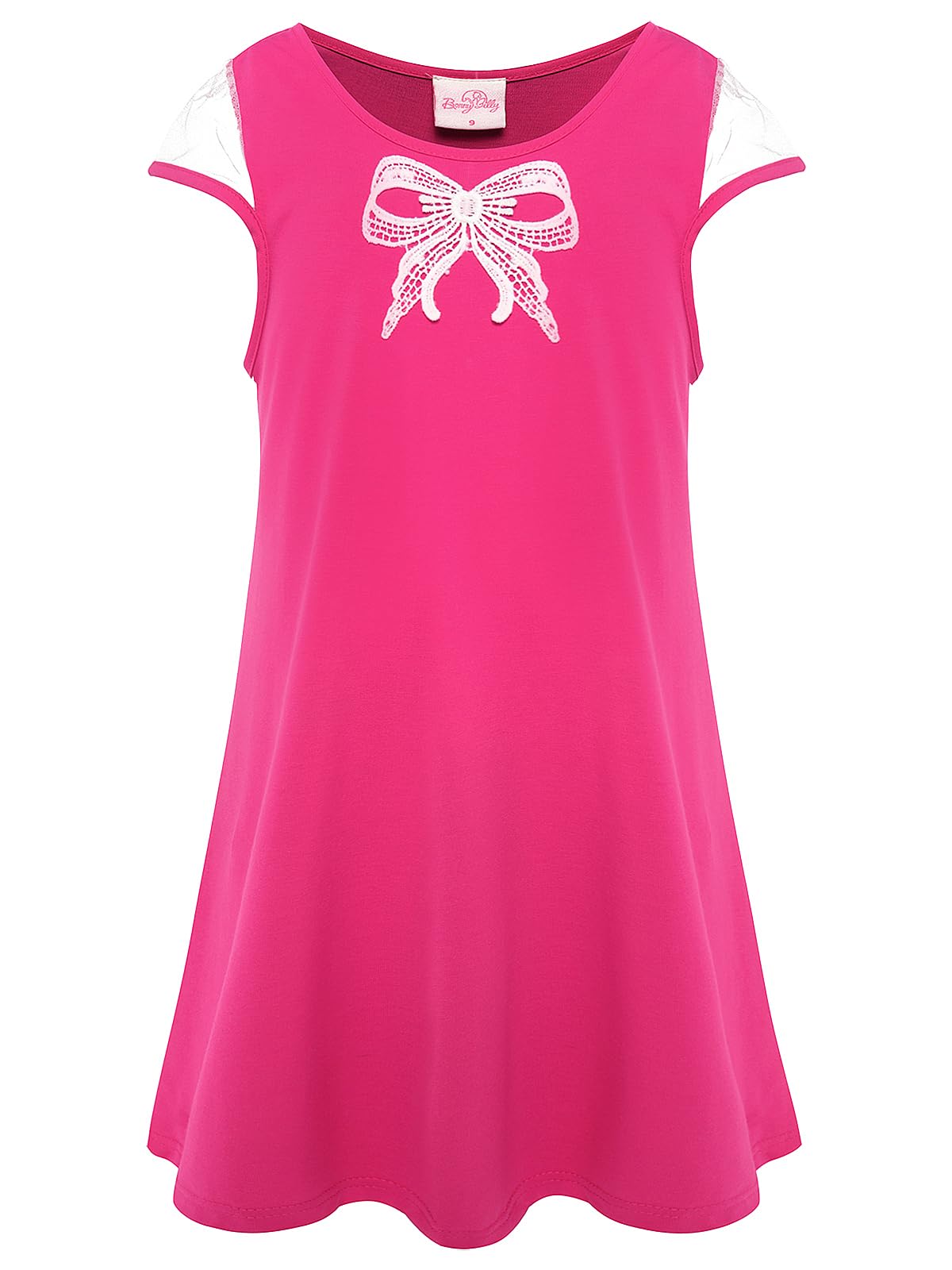 BONNY BILLY Vestido Niña Manga Corta Verano Recto Corto Casual con Lazo