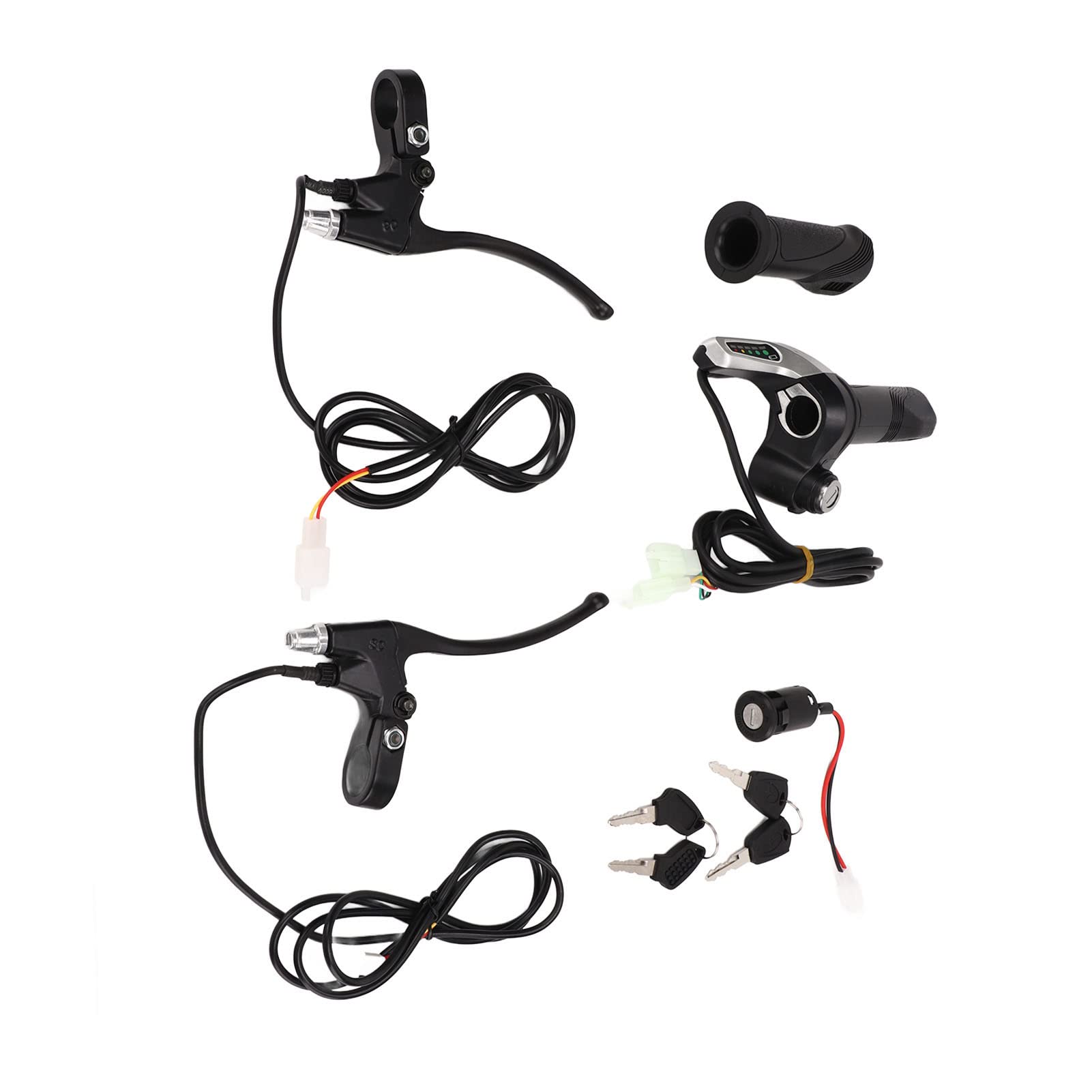 Poignée d’accélérateur pour vélo électrique, poignée de vitesse à torsion en alliage d’aluminium et ABS avec 5 voyants, pour la modification de vélos électriques, compatible avec