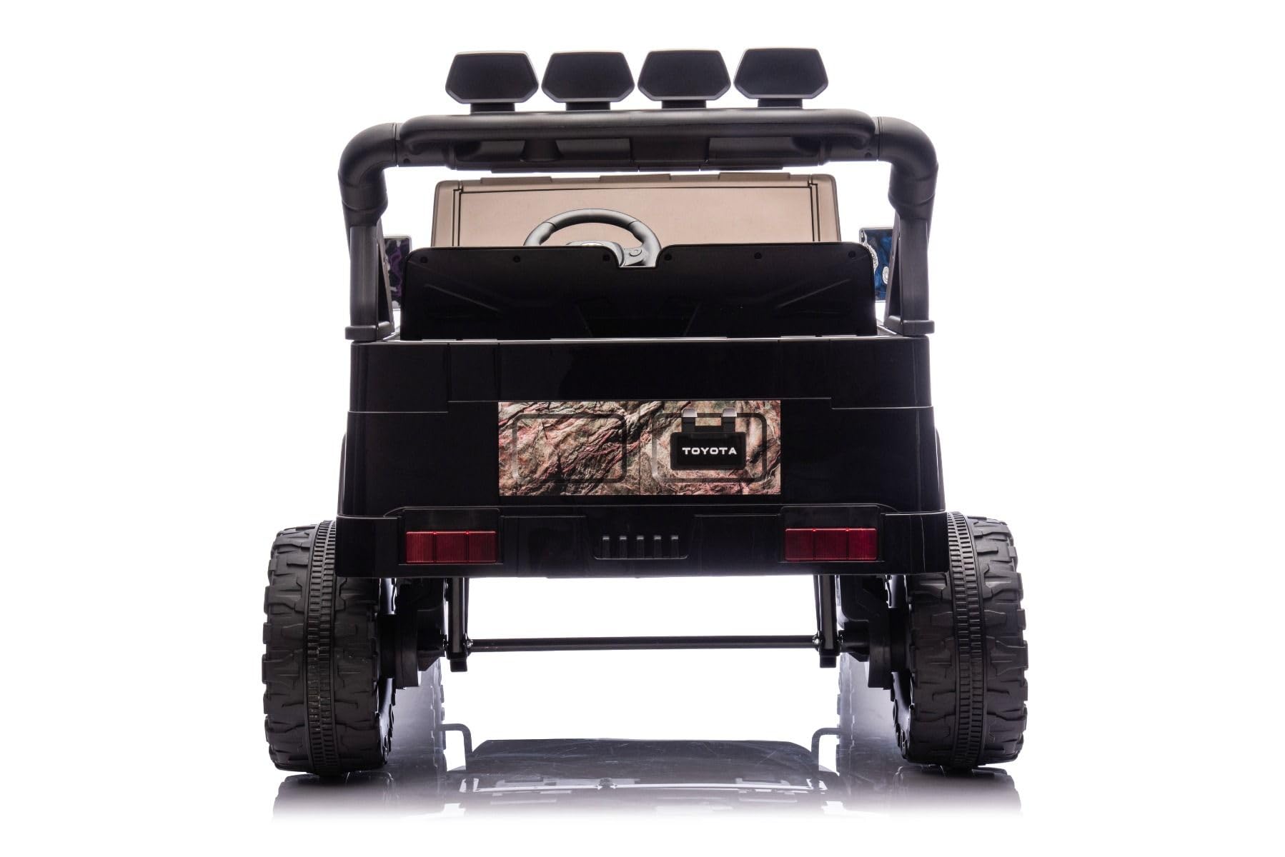 RIRICAR 4x4 Voiture électrique Enfants 2 Places Toyota FJ Cruiser XXL, sous Licence, Noir Sable, Batterie Lithium Portable, châssis surélevé, Deux sièges, Suspension arrière, lumières LED