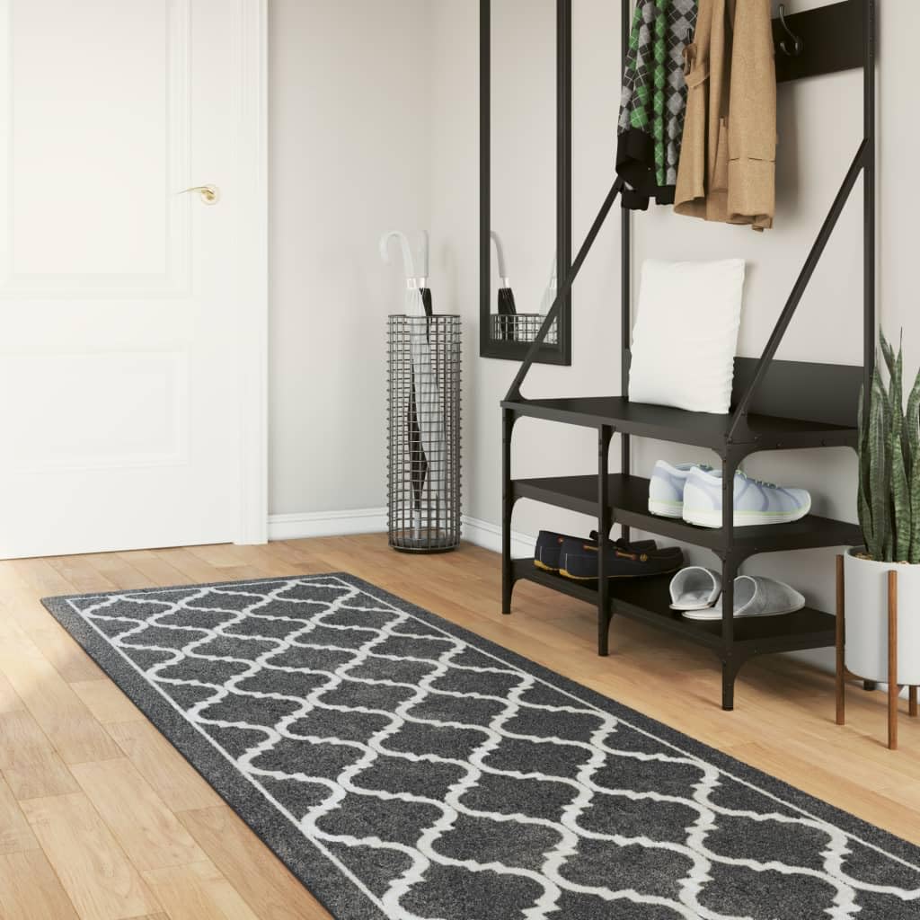 Tapis de couloir noir et blanc idéal pour salon et entrée moderne