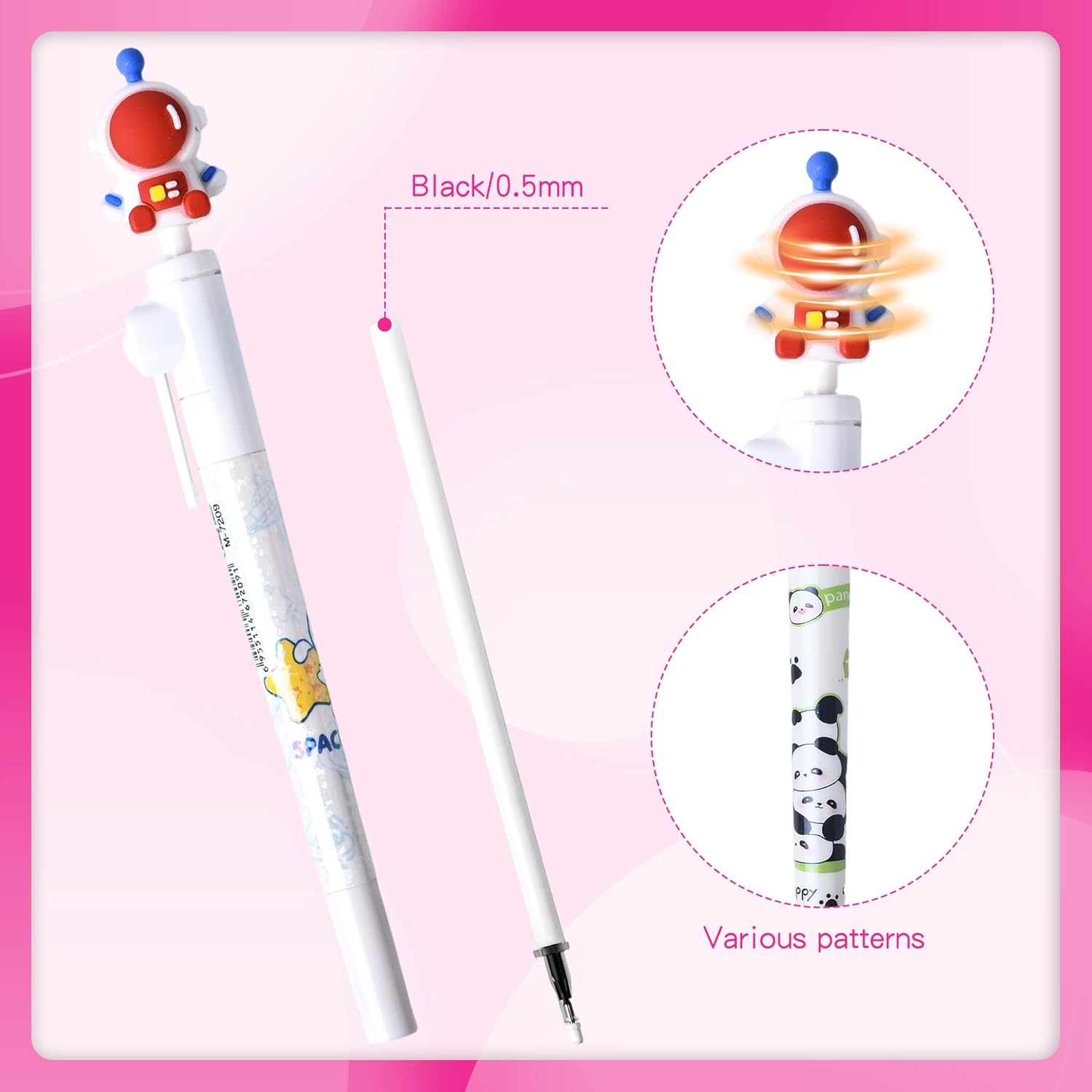 Ulema 24 Pcs Fidget Pens Fun Cute Kawaii Pens，Stress Relief Rotating Pen for School, Office, Home, Birthday Gifts Supplies