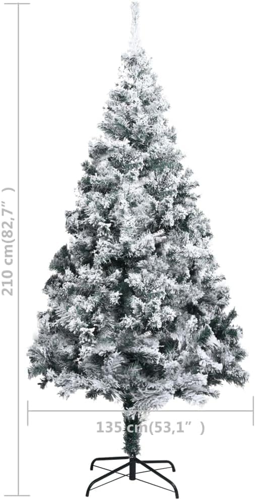 vidaXL Artificial Christmas Tree Green with Flocked White Snow PVC and Steel