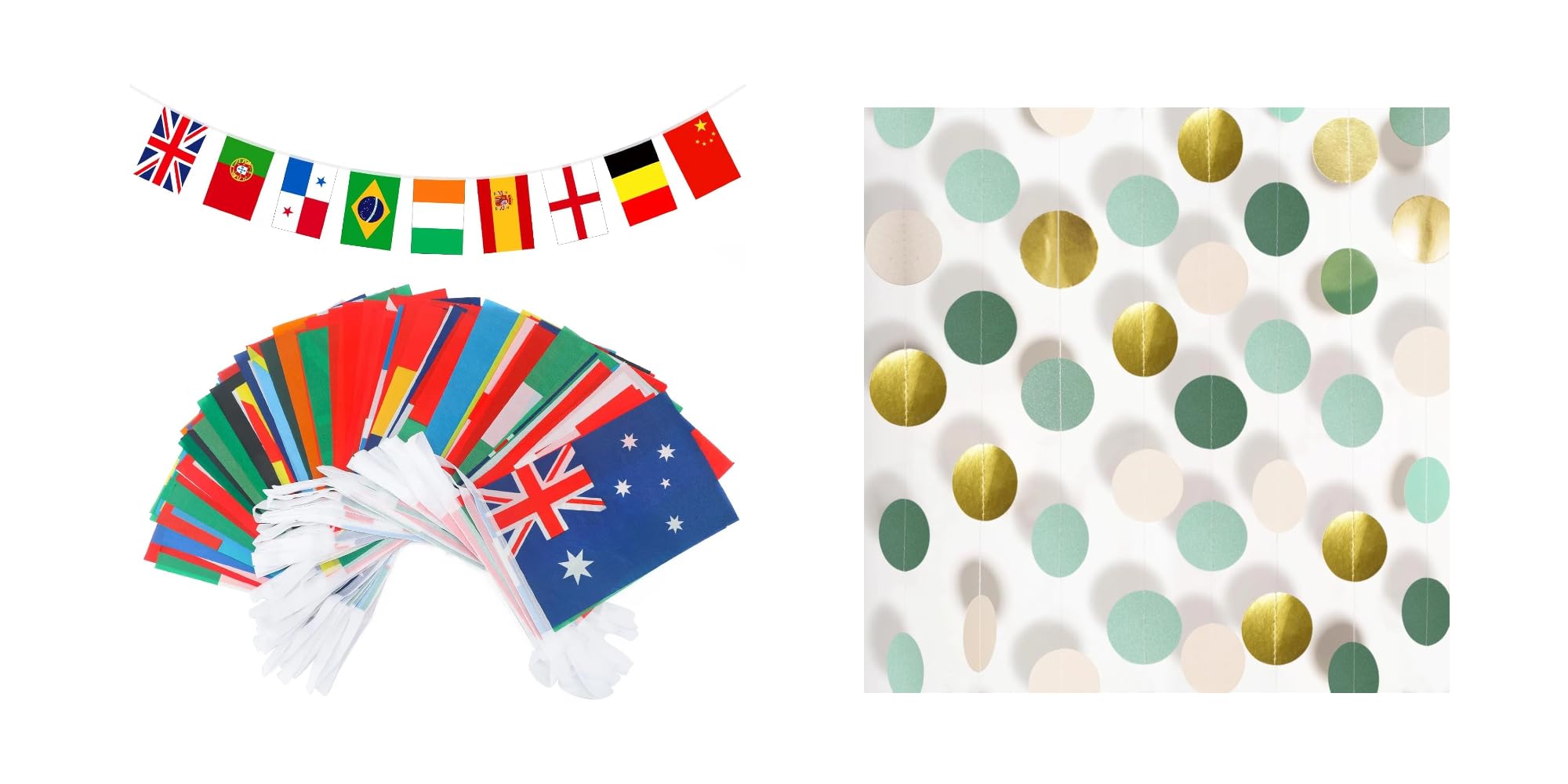 Drapeaux du monde guirlande de 16m cercle point pour fête thématique et école