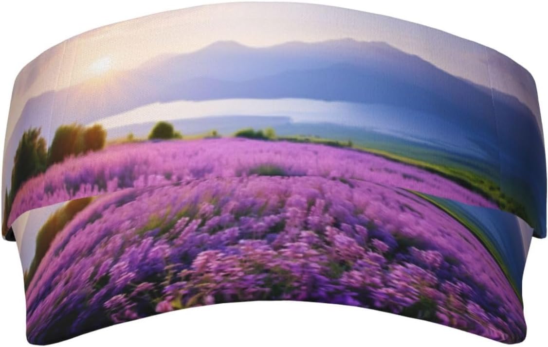 Lavender Fields Print Sports Sun Visor Hats Adjustable Running Golf Tennis Sun Cap for Women Men