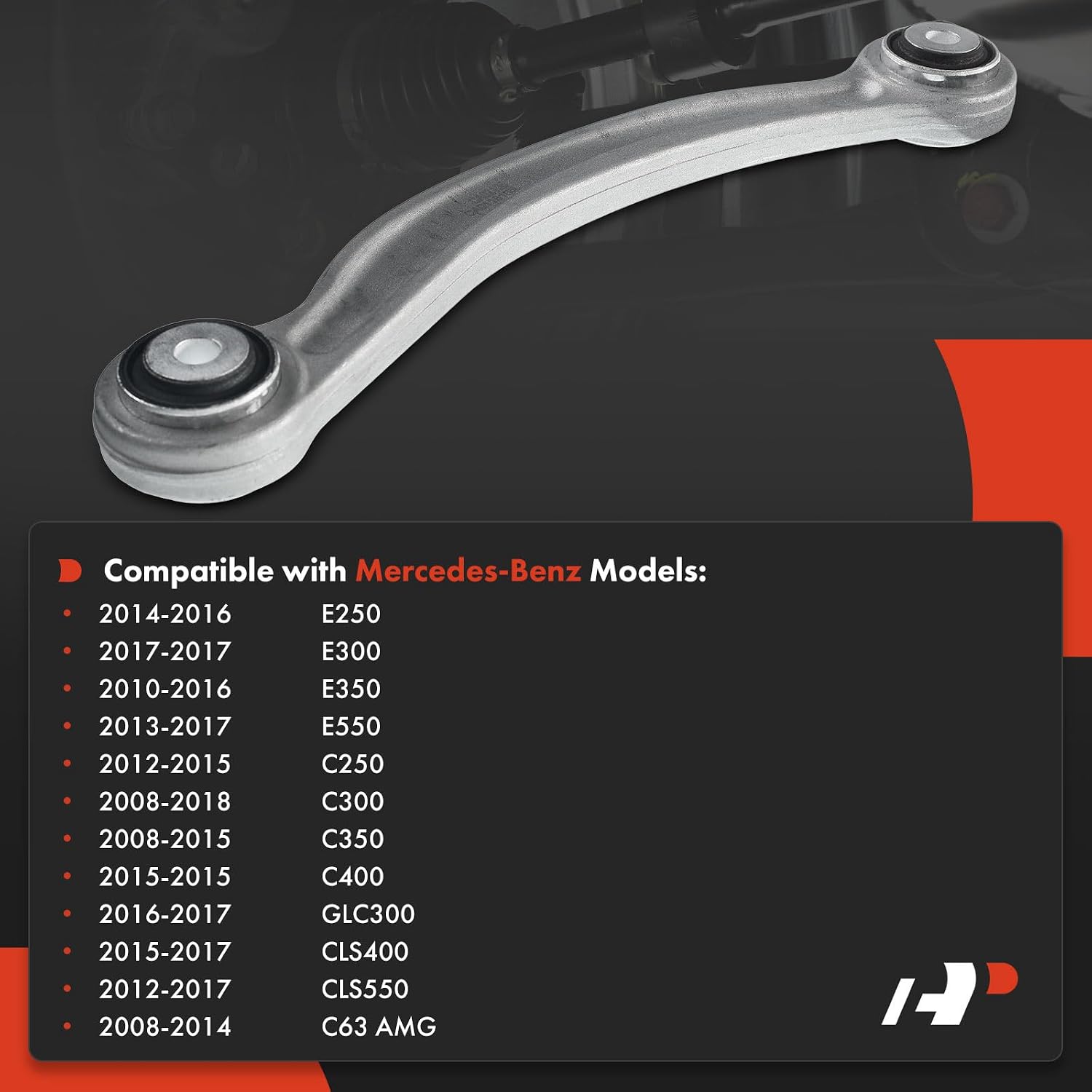 A-Premium Rear Left Upper Control Arm, with Bushing, Compatible with Mercedes-Benz C250 12-14, C300 08-14, C350 08-14, C63 AMG 08-14, E350 10-14, E550 10-14, CLS550 12-14