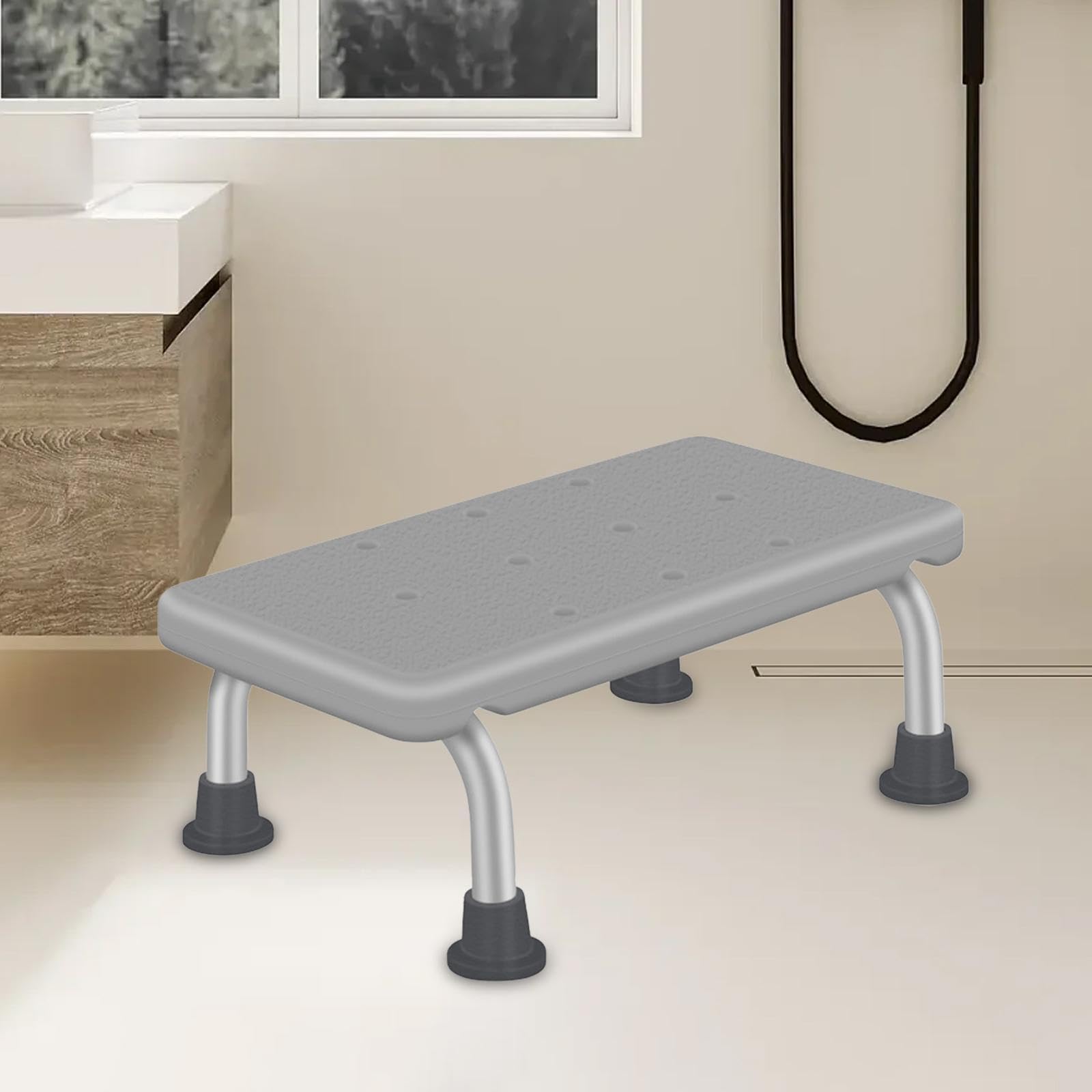 Silla de Ducha Ergonómica Taburete para Baño Banco de Aluminio Asiento de para Bañera Estructura Ligera Y Resistente Adecuada para, Gris, Individual