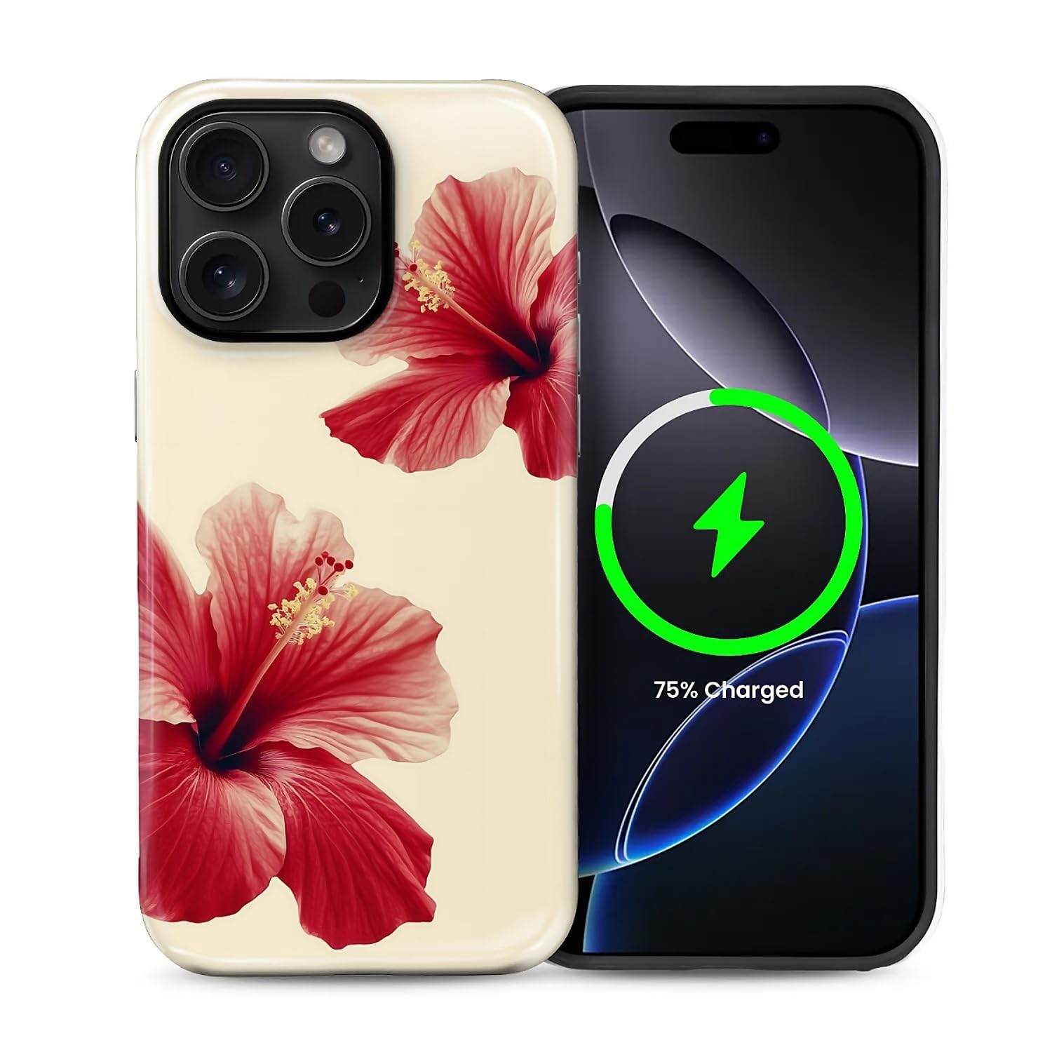 Case for iPhone 14 Pro Max, Magnetic Hybrid Shockproof Protective Phone Case with MagSafe Compatible Design, Hibiscus