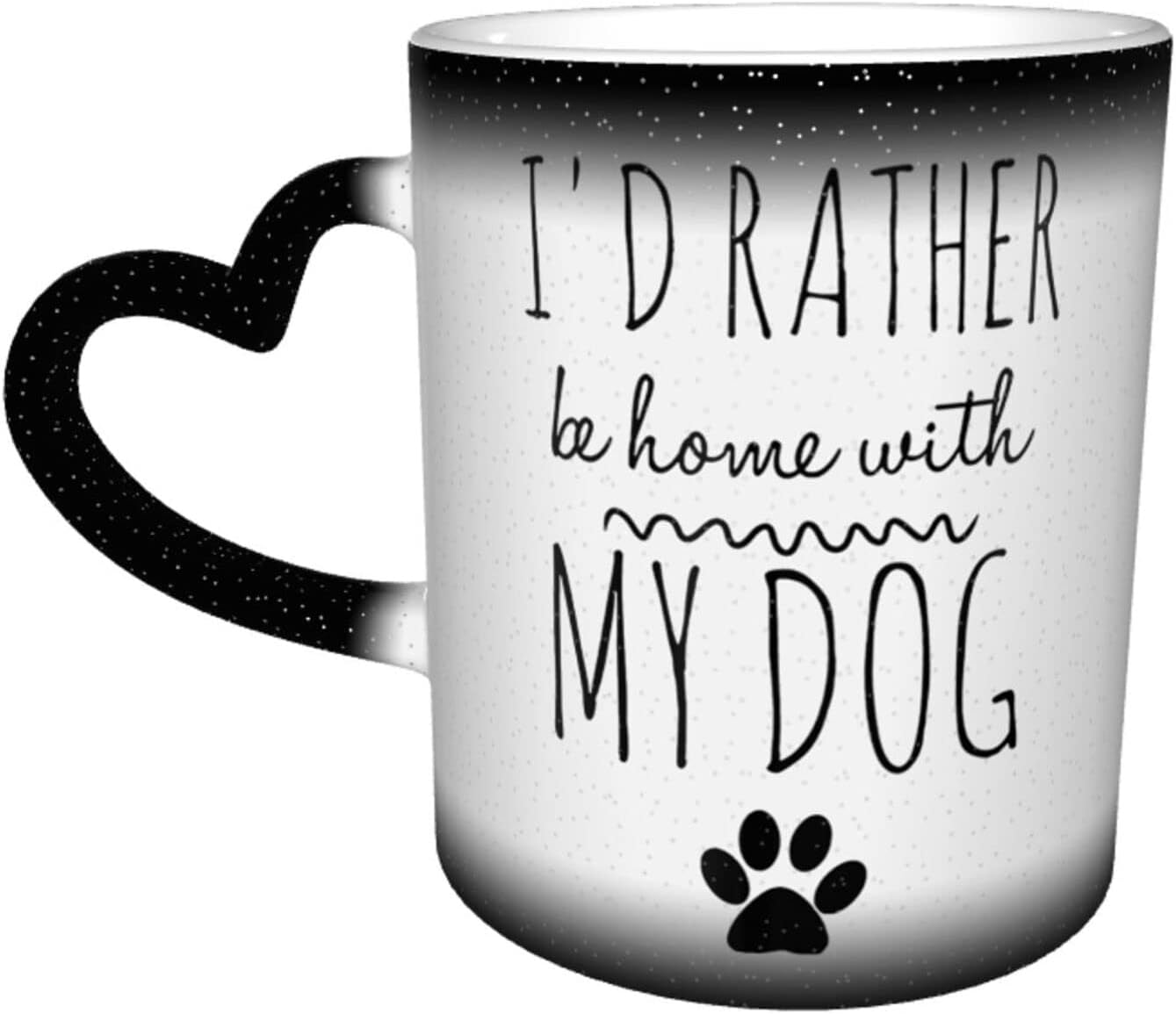 Hasdon-Hill Personalized Magic Color Changing Coffee Mug, I'd Rather Be Home with My Dog Tea Cup for Dog Lover