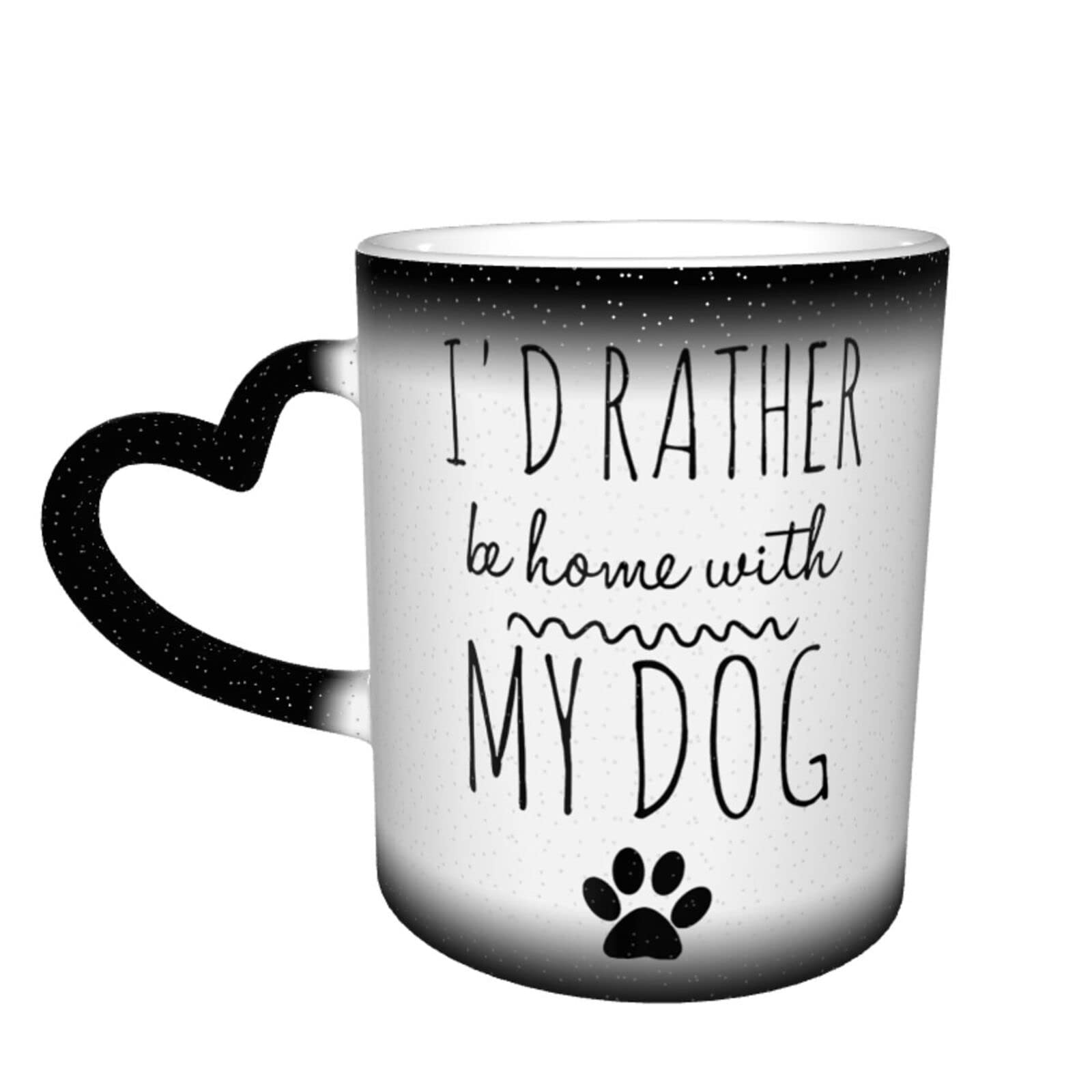 Hasdon-Hill Personalized Magic Color Changing Coffee Mug, I'd Rather Be Home with My Dog Tea Cup for Dog Lover