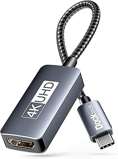 USB-C to HDMI Adapter 4K 60Hz Cable, Dockteck USB Type-C to HDMI Adapter Thunderbolt 4 USB C Converter for MacBook Pro/Air M1, iPad Pro/Air, Samsung Galaxy S20/S10, Surface Pro 7, XPS 13/15, Huawei