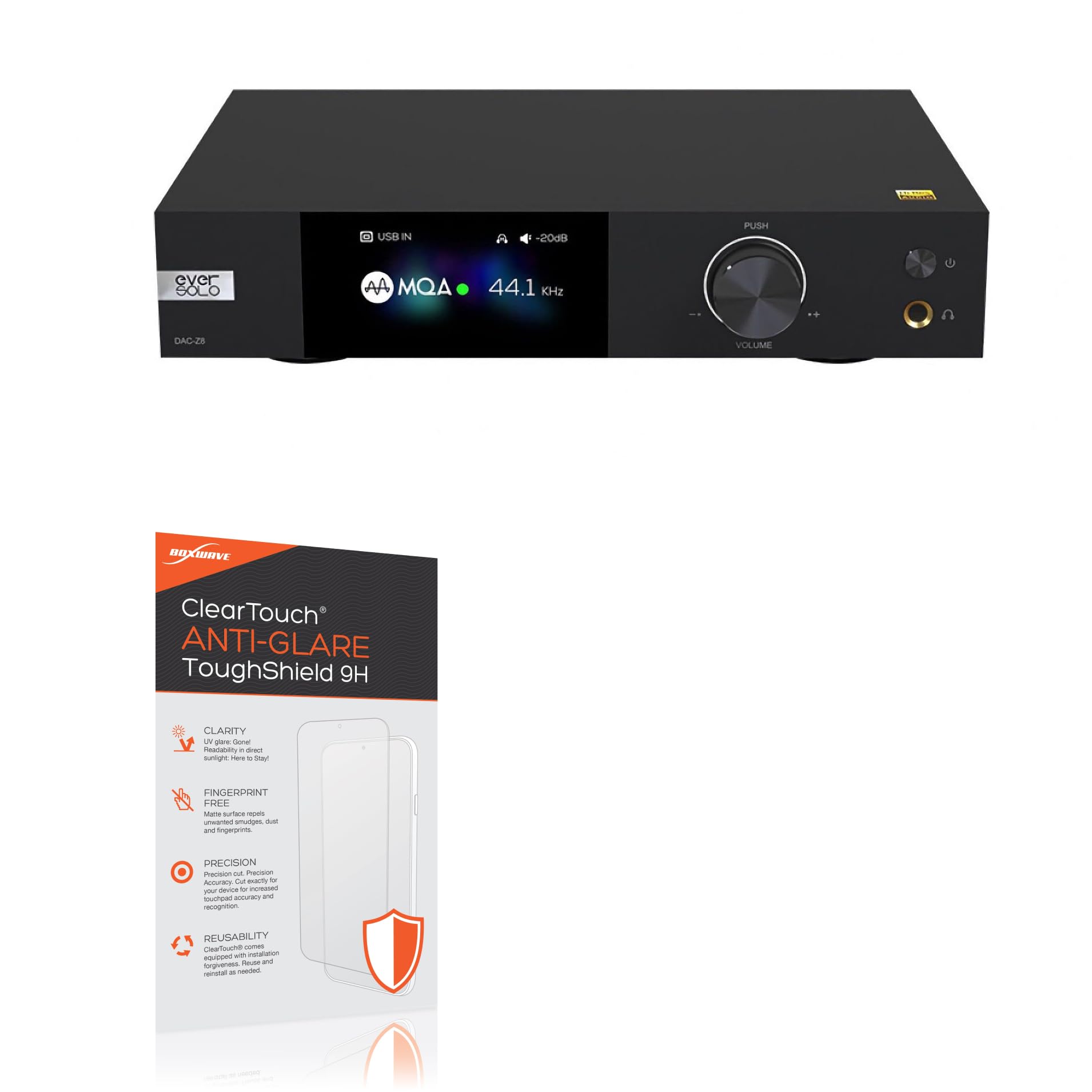 BoxWave Screen Protector Compatible with Eversolo DAC-Z8 - ClearTouch Anti-Glare ToughShield 9H (2-Pack), Anti-Glare 9H Tough Flexible Film Screen Protector