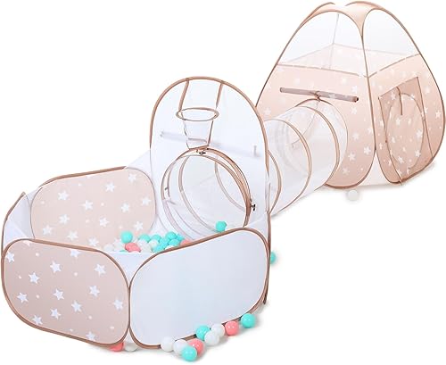 Tienda de campaña 3 en 1 para niños pequeños con piscina de pelotas para bebés y túnel de juego, casa de juegos para interiores y exteriores con