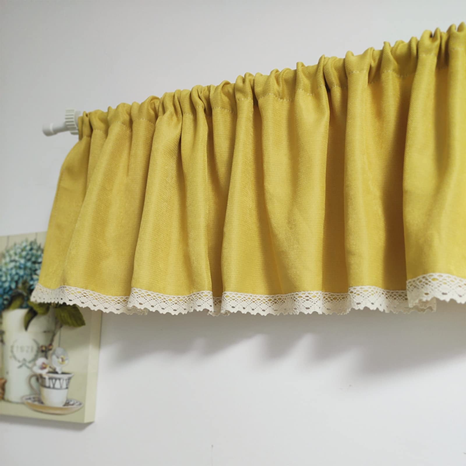 Cantonnières pour fenêtres en dentelle jaune fluide pour jardin