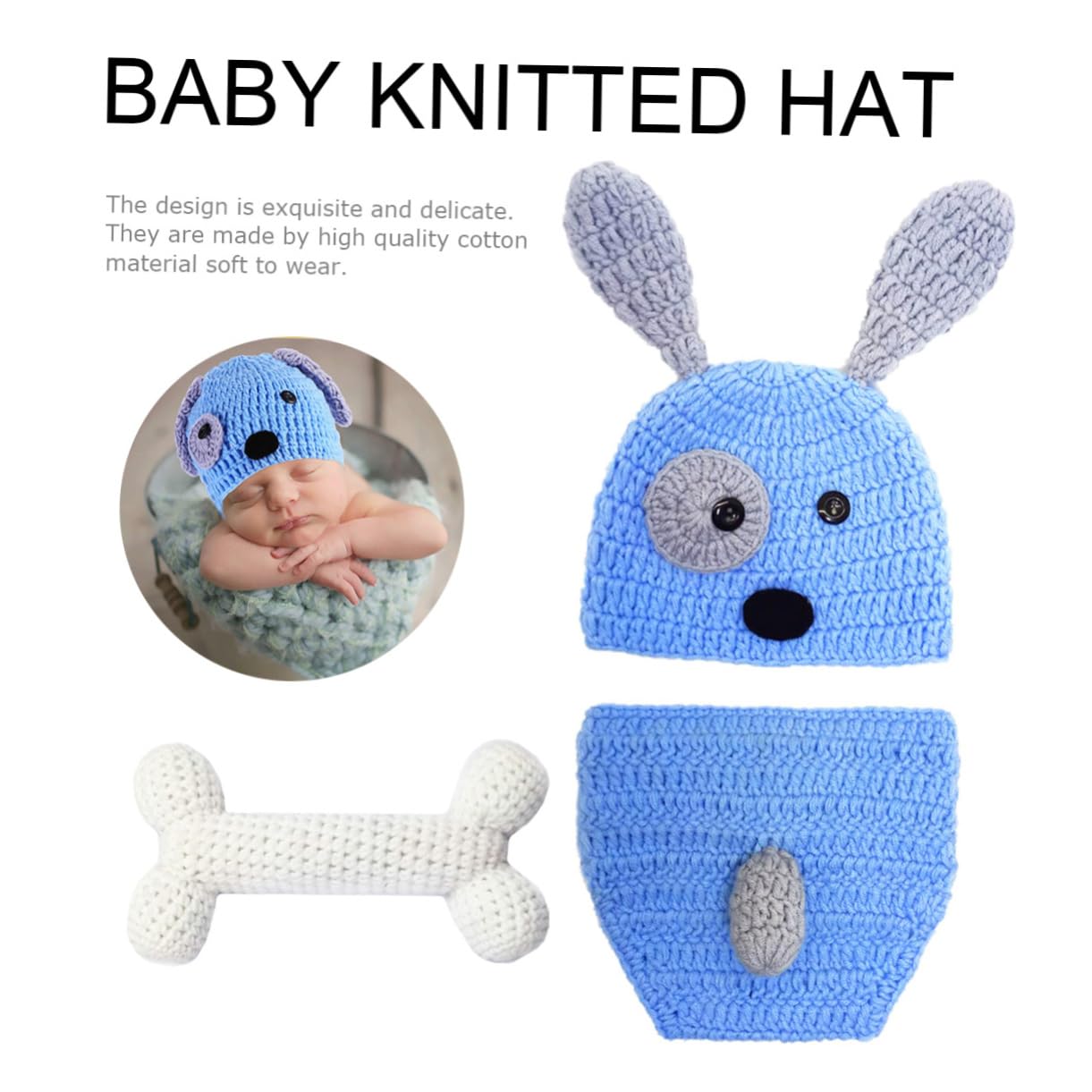 BESPORTBLE 3 Series Pantalones Cortos Recién Nacidos Tejidos A Mano Traje De Fotografía Recién Nacido Trajes De Cachorro Atrezos Para Fotos Tejidos Para Bebés Gorro Tejido Bebe 3 Piezas*3
