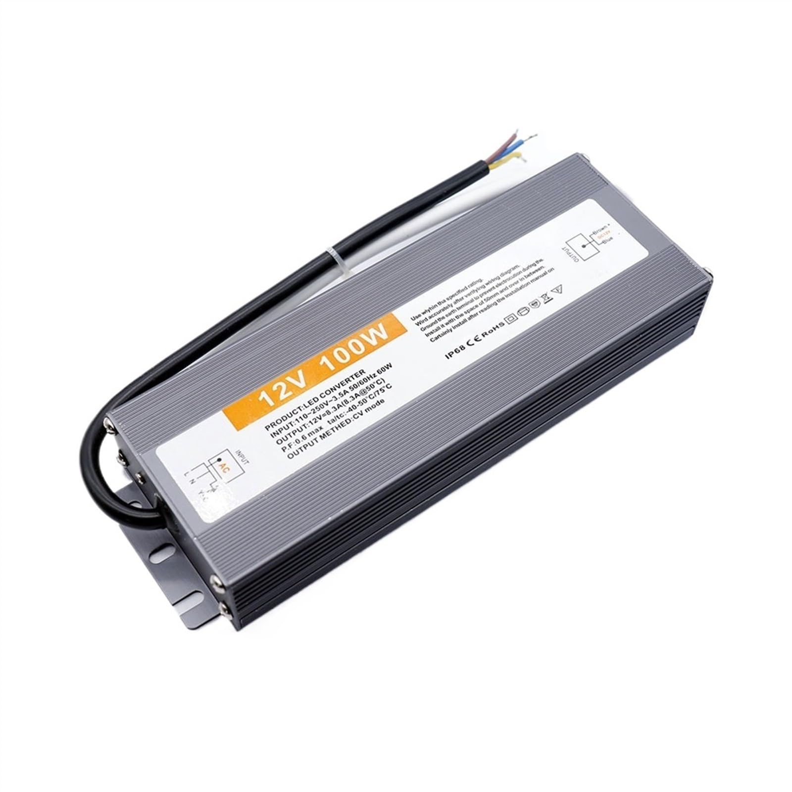 Alimentation électrique 12V, 150w, 100w, 80w, 60w, étanche IP67, Pilote LED, 110V-220V à 12v, transformateur for Ampoule d'éclairage à Bande LED(12V 60W)